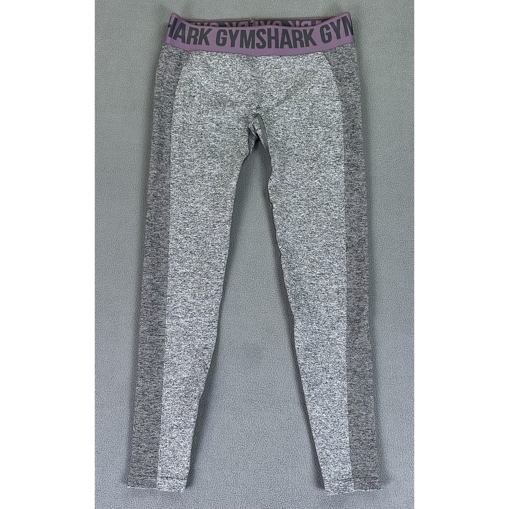 Gymshark Leggings Womens Medium Heather Grey Purple Band Performance Gym Lounge